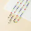 Cadena de gafas de cristal coloridas populares europeas y americanas cadena colgante de cadena de gafas de cristal de cuentas de vidrio hechas a mano femenina alto sentido
