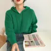 Suéter Feminino Outono e Inverno Estilo Japonês Vintage Caimento Solto Relaxado Roupa de Exterior Primavera e Outono Estilo Mori 2025 Novo Tricô com Capuz