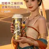 Copo Isolado de Parede Dupla em Titânio Puro Dunhuang, Copo de Café Estiloso e Portátil, Copo com Canudo Adequado para Carro, Garrafa de Água de Titânio, Conjunto de Presente
