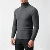 Outono Inverno Novo Suéter Masculino Gola Alta Slim Fit Malha Trançada Pulôver Moda Jovem Casual Camada Base