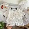 Conjunto Nuevo de Ropa para el Hogar de Verano 2026 para Hombres, Mujeres y Niños, Cuello Elegante, Cintura Elástica, Mangas Cortas, Pantalones Cortos
