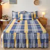 Saia de Cama Dupla Renda Transfronteiriça Conjunto de Três Peças Cobertura de Cama Espessa Antiderrapante Saia de Cama Cobertura de Cama de Peça Única Saia de Cama Atacado