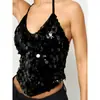 Camisola de tiras con lentejuelas grandes estilo fiesta de comercio exterior Tk transfronterizo para mujer, top sin espalda ajustado sexy brillante