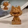 Colar pingente de gato esculpido em sândalo, ornamento de artesanato em madeira, decoração de gato de desenho animado em madeira, acessório para pendurar, acessório de corrente para pendurar