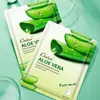 Chelica Máscara Facial de Tecido 100% Inglês com Aloe Vera Máscara Facial Pós-Sol Reparação e Hidratação Cuidados Faciais com Aloe Vera