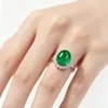 Venda quente Natural Birmanês Laokeng Calcedônia Banhado 925 Prata Esmeralda Famoso Estilo Étnico Anel de Abertura para Presentes