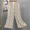 Pantalones de pijama de algodón para mujer, verano, finos, estampados, casuales, de pierna ancha, pueden usar mujeres embarazadas, comercio exterior, pantalones de talla grande