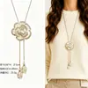 Cadena para Suéter de Collar Largo Geométrico, Accesorio de Lujo de Alta Gama, Versátil y de Moda, Colgante de Perla para Otoño e Invierno