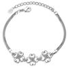 Pulsera Artística Pequeña Fresca Diamante Flor de Cuatro Pétalos Pulsera de Doble Capa para Damas Venta al por Mayor Joyería de Mano Pulsera al por Mayor