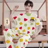 Conjunto de Pijama Masculino de Manga Curta em Modal Três Peças Verão Calça Roupa de Casa Fina Fresca Casual Pode Ser Usado Fora