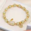 Pulseira de Coelho de Jade e Louro da Lua do Meio Outono para Mulheres, Novo Design para o Ano do Zodíaco, Pulseira com Pingente de Pérola Verde, Presente para o Dia da Deusa Aniversário