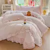2026 Novo Modelo Cobertura de Cama de Gaze Dupla para Transmissão ao Vivo Conjunto de Renda de Quatro Peças