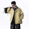 Jaqueta Falsa de Duas Peças Estilo Workwear Americano para Homens na Primavera e Outono Marca Tendência High-End Bonita Patchwork Xadrez Jaqueta Esportiva