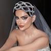 Diadema de novia hecha a mano con diamantes de imitación, trenzada, estilo cruzado y curvado, accesorio para vestido DZ008