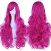 Peluca de cosplay de anime, peluca para fiesta de disfraces de Navidad, cabello largo y rizado, peluca de cabello rizado de 80 cm con flequillo lateral