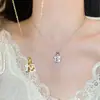 Moda Otoño e Invierno Nuevo Collar de Cruz Completo de Diamantes Cadena para Suéter de Mujer Cadena para Clavícula Versátil de Lujo Ligero Cadena para el Cuello Celebridad de Internet Transmisión en Vivo