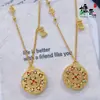 Collar de Brújula de los Ocho Tesoros con Carácter de Fortuna de Loto Hueco de Moda para Mujer Juego de Joyería con Cadena para Clavícula y Colgante Redondo de Filigrana