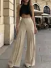 Calças de perna larga simples, de alta qualidade e sem esforço chiques para o trajeto. Projetada para figuras petites, esta calça casual estilo americano, modeladora, de corte solto e perna reta, oferece um visual relaxado e estiloso.