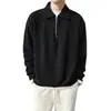 Meio Zíper Camisa Polo Camisola Masculina Outono Moda Marca Yipi Shuai Frito Street Light Estilo Maduro Lapela Juvenil Listrado Casaco Fino
