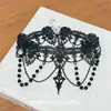 Gargantilha Sexy de Renda Preta Doce e Cool Colar Personalizado com Contas Estilo Gótico Escuro Design em Camadas Gargantilha