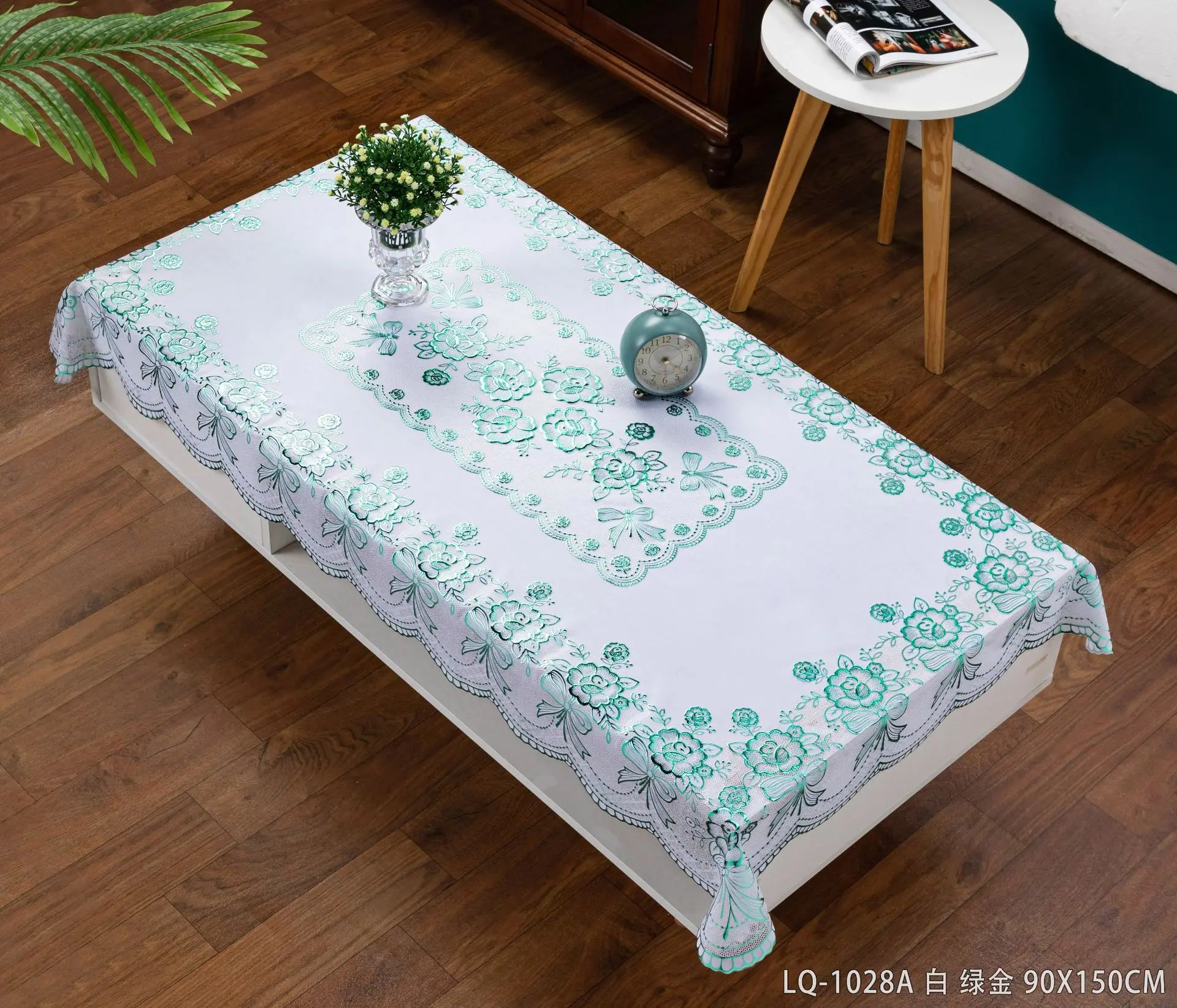 LQ-1028A 白 绿金 90X150CM (1)