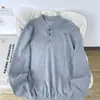 Suéter Henley de Color Sólido Retro, Marca de Tendencia Otoñal, Suéter de Punto Casual Versátil de Gama Alta
