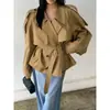 Abrigo retro estilo americano extragrande con cuello ancho, diseñado para estilizar, para mujer, nueva colección otoño 2026, de doble botonadura, corte regular