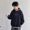 Sudadera con capucha para niño de primavera y otoño para niños medianos y grandes, Top bordado, Cómodo suéter holgado simple estilo americano para niños