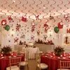Banner navideño de cumpleaños transfronterizo, banner decorativo con temática de Santa Claus, adornos colgantes en espiral, adornos para pasteles y piezas decorativas