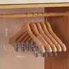 Percha de Madera de Color Nogal para Uso Doméstico, Percha de Madera Maciza, Antideslizante, No Deja Marcas, Adecuada para Hoteles y Tiendas de Ropa