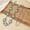 Nueva Cadena de Cintura de Cinturón Tallado Vintage Turquesa, Accesorio de Cintura Personalizado, Cadena de Metal, Moderna y Versátil, Adecuada para Vestidos