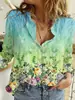 Comercio Exterior Transfronterizo 2024 Cárdigan para Mujer Europeo y Americano Camisa de Manga Larga con Estampado de Flores 3D Top de Alta Gama Versátil para Mujer