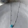 Collar de Flor de Piedra Natural Turquesa Viento de Primavera Cadena de Clavícula Apilada Fresca de Principios de Primavera Nuevo 2025