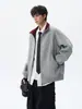 Temporada de primavera y otoño, peso pesado, bloques de color, corte holgado, casual, deportivo, cárdigan con doble cremallera, top extragrande para hombre