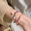 Pulsera de Cruz con Cuentas de Piedra Natural para Mujer Pulseras Retro Europeas y Americanas Distressed Versátiles Personalizadas para Pareja Joyería de Mano al Mayoreo
