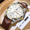 Correa calendario doble diamante calendario doble simple luminoso impermeable moda negocio reloj para hombre delgado comercio exterior transmisión en vivo