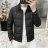 . Jaqueta curta de plumas masculina para outono e inverno, enchimento de 90% de plumas de pato, costura colada sem costura, gola de tricô, fornecimento de jaqueta de plumas quente