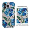 Capa de filme azul floral retrô de luxo para iPhone 16, nicho, popular no comércio transfronteiriço, padrões personalizáveis