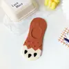 Nuevos calcetines de primavera y verano 21 para mujer, calcetines con estampado de garra de gato de dibujos animados, calcetines de barco de jacquard de algodón, calcetines invisibles finos japoneses de boca baja con silicona