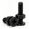 Tornillos para máquina de cabeza de cruz ennegrecidos, un juego de dos, con cabeza plana, tornillos para máquina de cabeza de cruz y una combinación de tuercas y pernos hexagonales, M3, M4, M5
