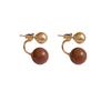 Aretes de perlas marrones simples retro europeos y americanos temperamento femenino dulce alto sentido uso frontal y posterior aretes de perlas aretes