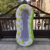 Boia Inflável de PVC com Rede, Toca para Nadador, Cama Flutuante, Assento de Piscina, Drenagem, Reclinável Superior para Lazer, Boia com Estampa de Limão
