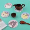 Set de serie de tierra de diatomeas de posavasos redondos y cuadrados, alfombrillas absorbentes y termoaislantes con patrón de animales y plantas estilo japonés