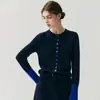 Cardigan de Punto de Cachemira para Bebé Estética Básica Color Art Suéter de Cuello Redondo para Mujer Ajuste Delgado Chaqueta de Otoño