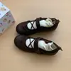 Zapatos de Cuero para Mujer Estilo Francés 2026 Otoño Nueva Llegada Estilo Ballet Zapatos Mary Jane Bajos Zapatos Planos Retro con Tira Cruzada para Mujer