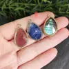 Colgante de ojo de tigre tallado adornos de doble anillo de obsidiana cadena para suéter con patrón azul