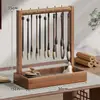 Estante Soporte para Pinceles, Colgante Retro Estilo Chino de Madera Maciza para Colgar Pinceles, Soporte para Pinceles de Caligrafía, Reposapinceles, Estante de Almacenamiento y Exhibición