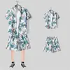 Camisa floral de manga corta, Ropa de playa de Hainan, Estilo hawaiano de Sanya, Conjunto de pantalones cortos finos de verano para hombre y pareja de viaje a Tailandia
