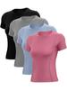 Ropa de Yoga de Ajuste Entallado Ropa Deportiva de Fitness para Mujer Ajuste Ceñido para Correr Absorbente del Sudor de Secado Rápido Ropa Ajustada Entallada Camiseta de Manga Corta de Yoga