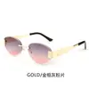 Moda Gafas de Sol Metálicas Sin Montura para Mujer, Gafas de Sol de Alta Gama Anti-UV para Hombre, Gafas de Sol de Protección Solar de Moda Transfronterizas para Celebridades de Internet